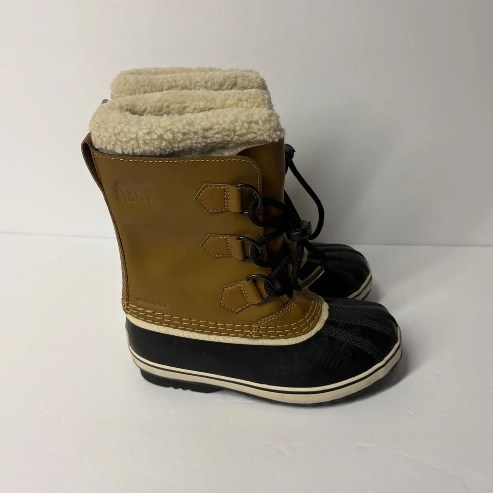Sorel Kids Yoot Pac Nylon Waterproof Winter Boots Curry Black NY1963-259 Size 1